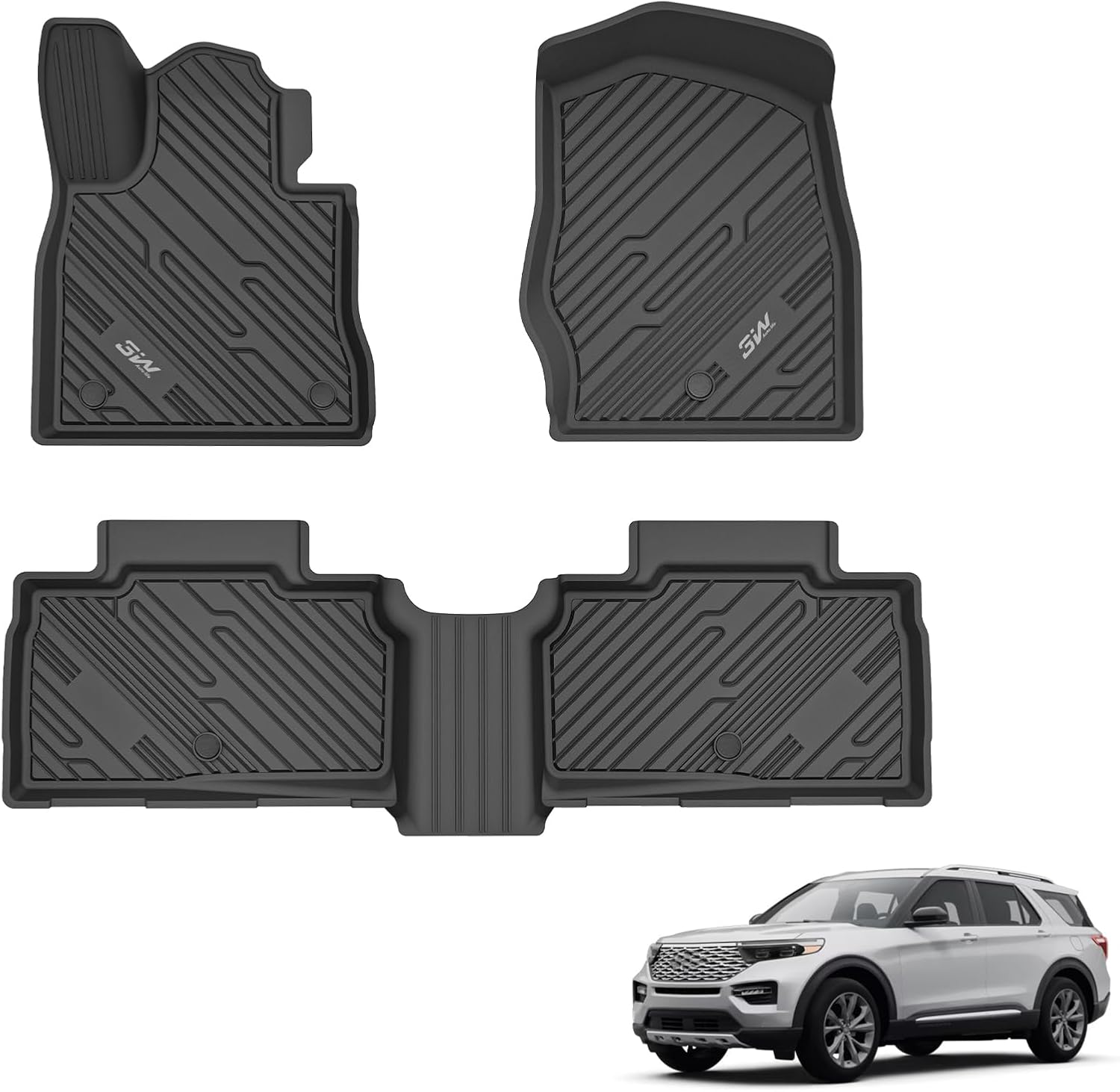 Custom Fit 3W Ford Explorer Floor Mats for All Weather Protection