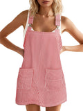 Womens Casual Denim Dress Striped Overalls Romper - Versatile Summer