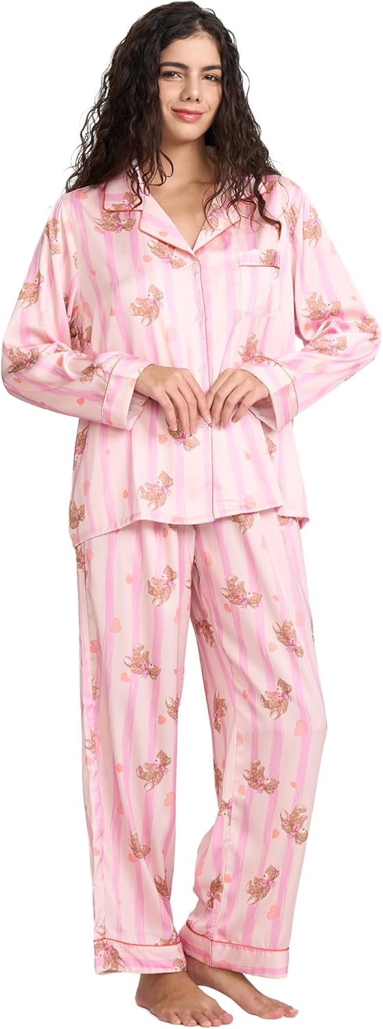 Womens Silk Satin Pajamas Set for Comfortable Sleepwear