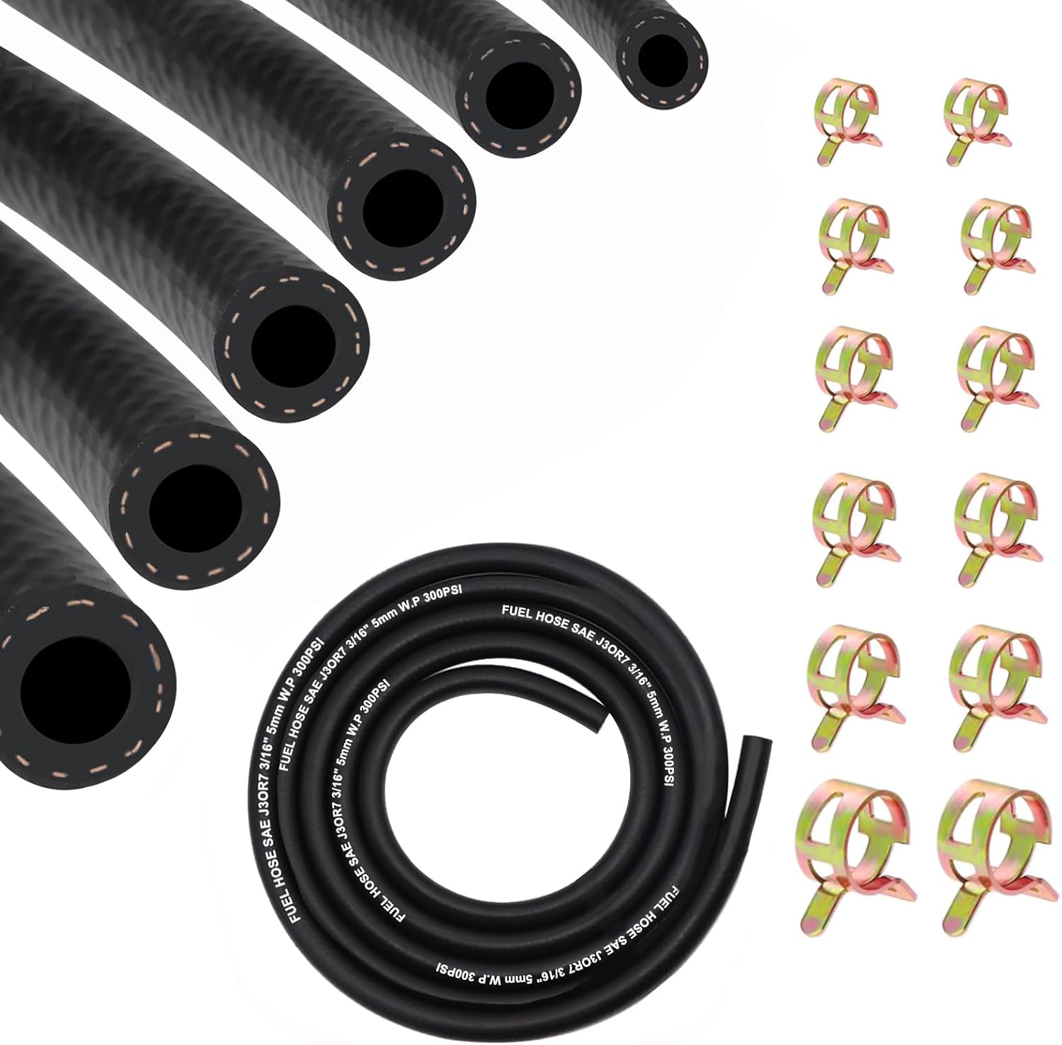 6.6Ft Fuel Line Hose Kit with Clamps for Automotive Use