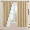 LAMIT Natural 100% Blackout Linen Curtains - Farmhouse Burlap Panels