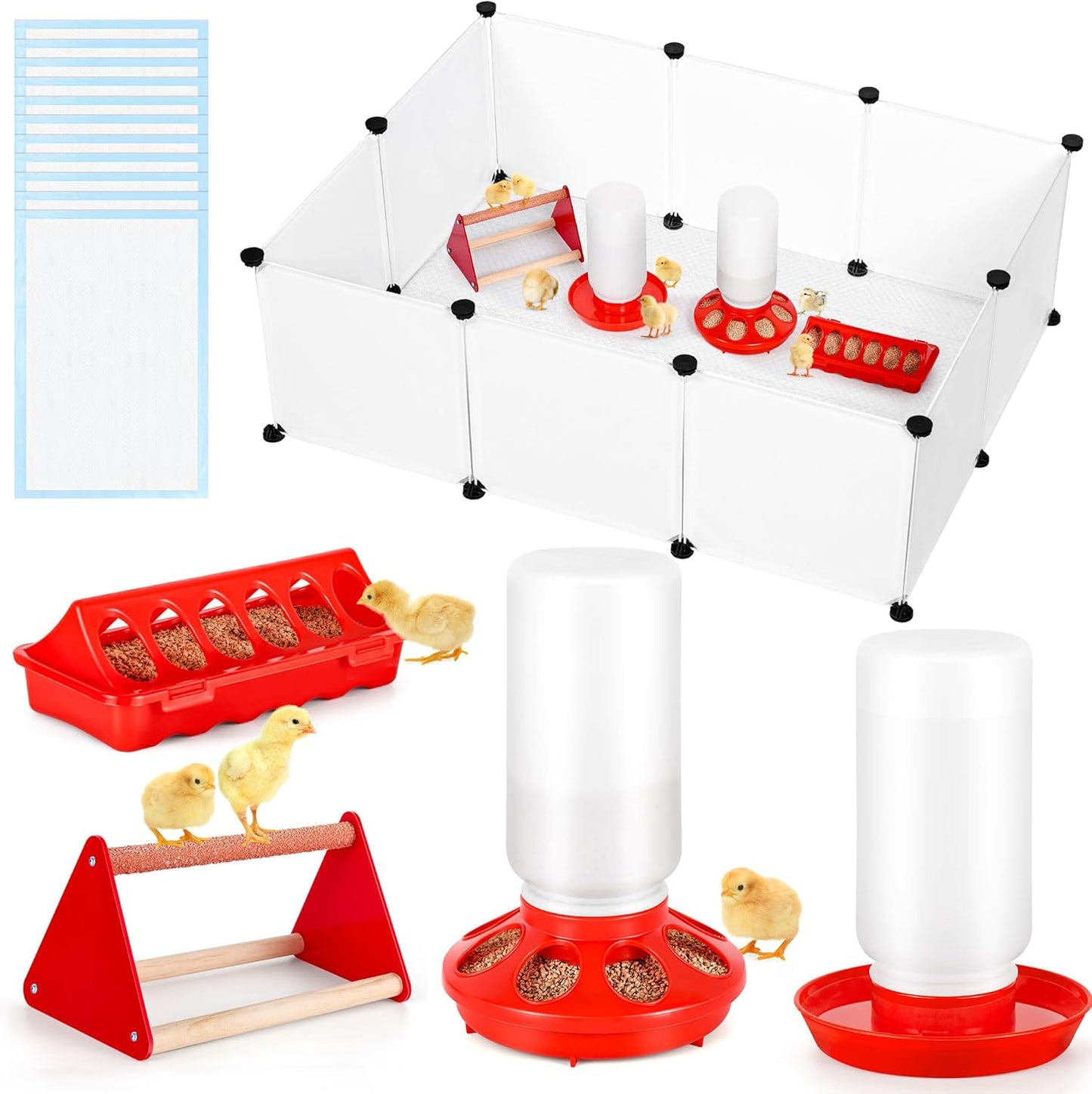 Chick Brooder Box Starter Kit Plastic Feeder and Waterer - Compact