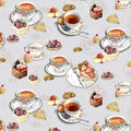 100% Combed Cotton Printed Fabric by the Yard - White Orange Purple 10