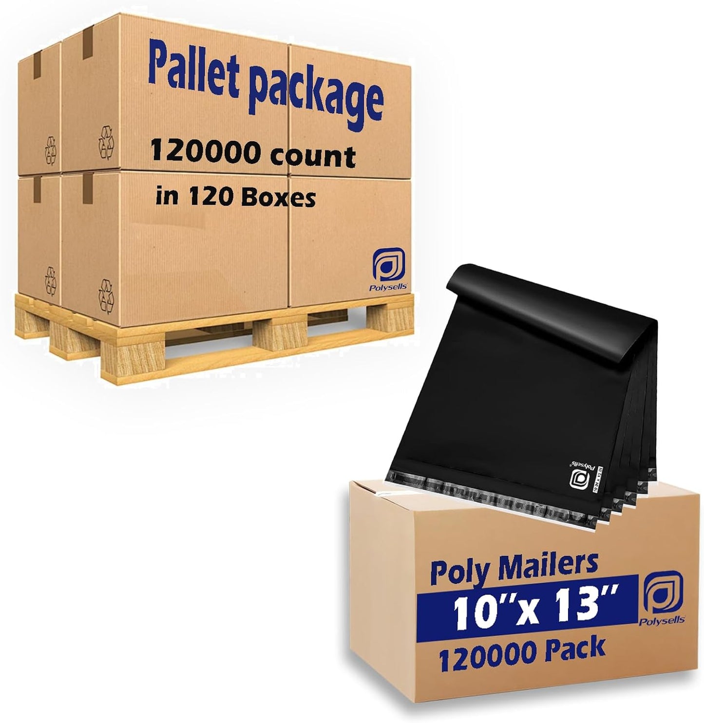 POLYSELLS 120000 pcs 10x13 Inches Black Poly Mailers Shipping