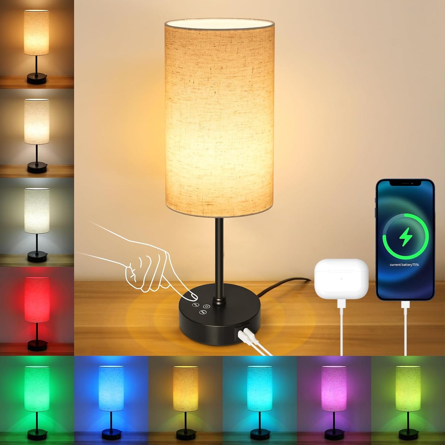 Unicozin Table Lamp with RGB Color Changing and Dimmable Features