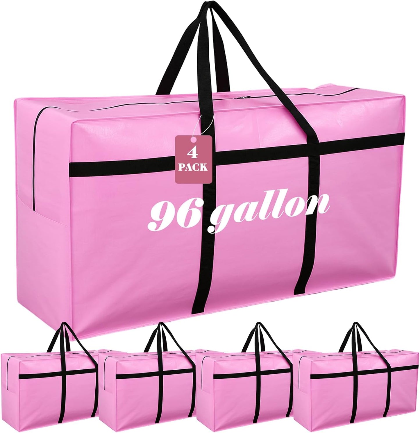4 Pcs 96 Gallon Large Moving Bags with Zipper and Handles