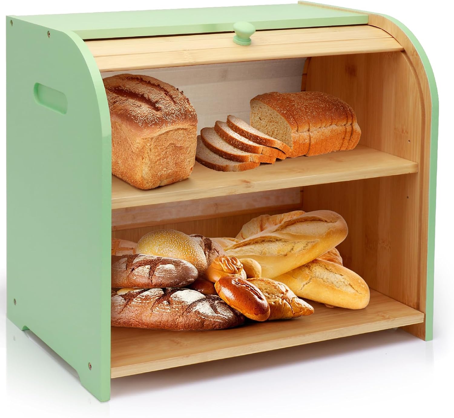 Bamboo Bread Box for Kitchen Countertop with Adjustable Height