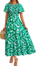 PRETTYGARDEN Women's 2025 Floral Smocked Tiered Maxi Dress - Flowy