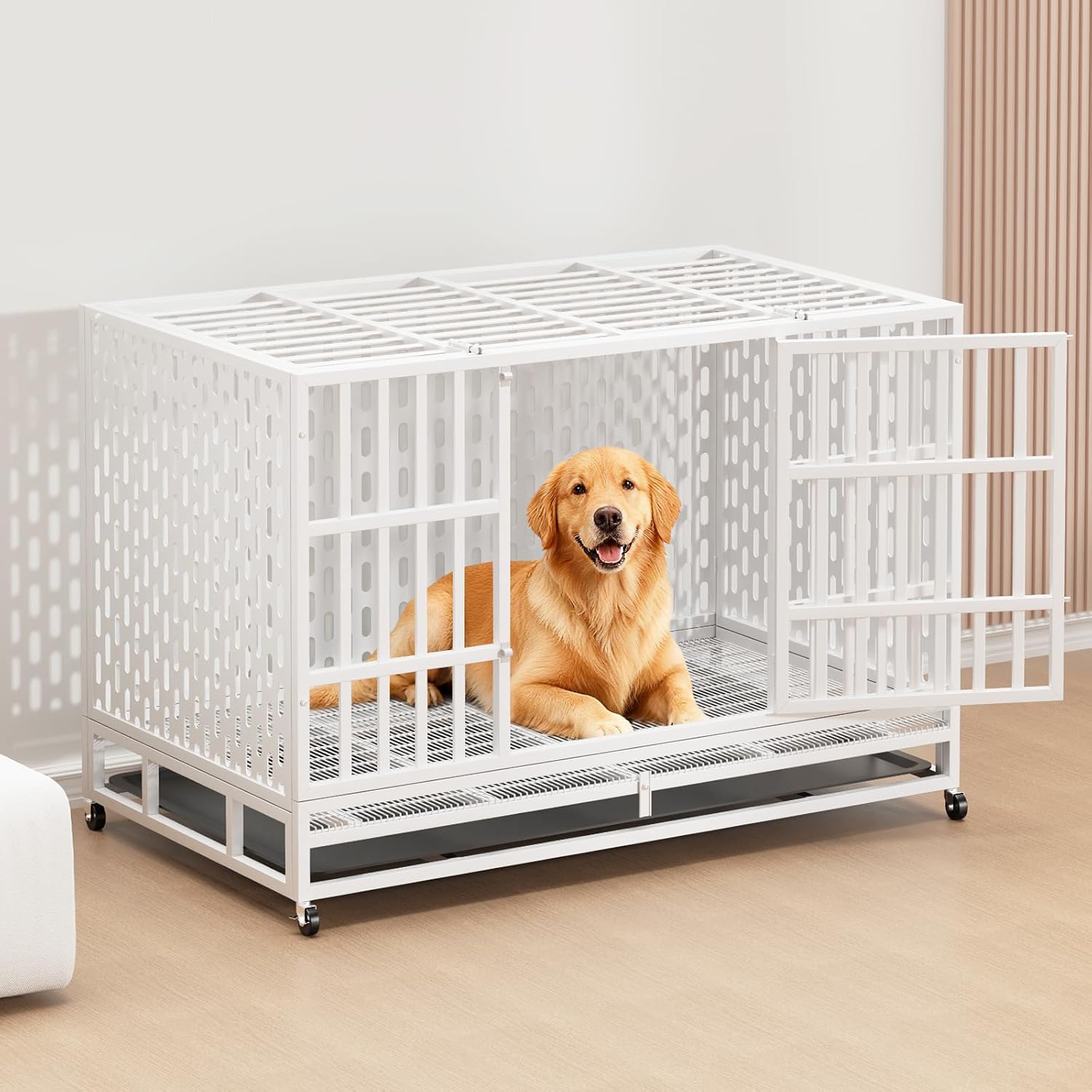 Indestructible 48 Inch Heavy Duty Dog Crate for Large Dogs