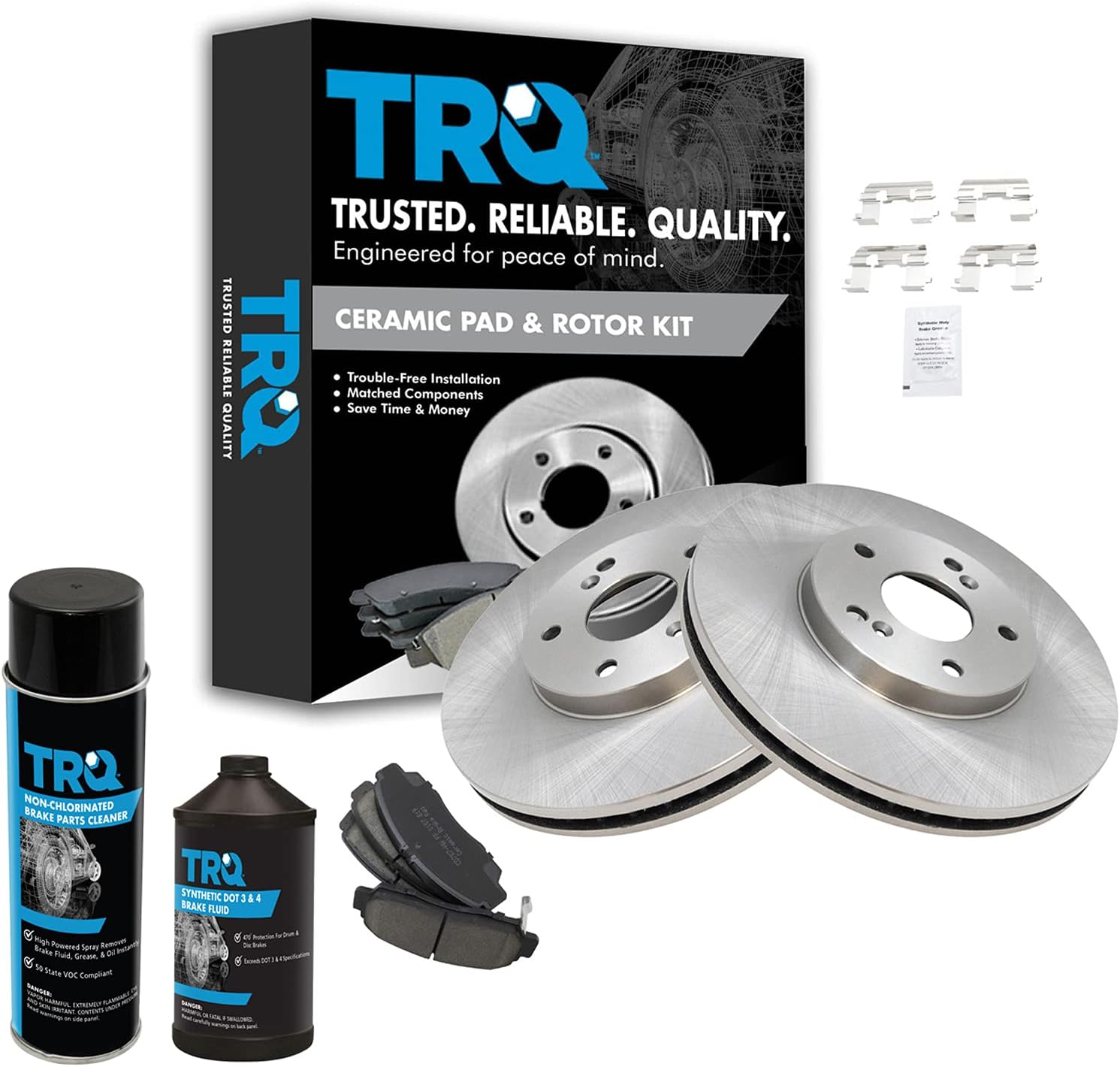 TRQ Front Brake Pad & Rotor Kit for Acura and Honda Vehicles