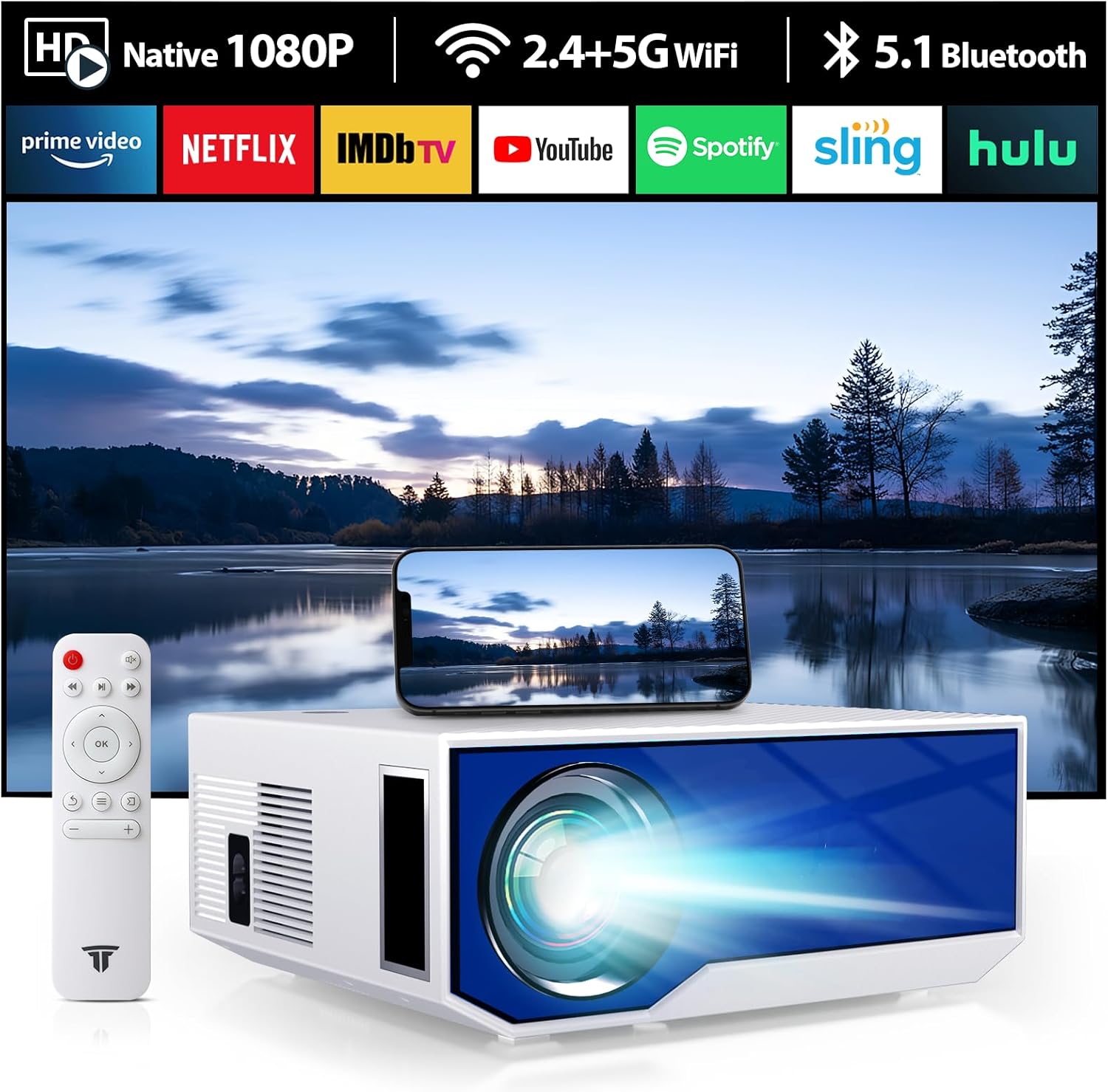 Portable Smart Projector, Full HD, 16000 Lumens