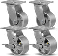 SY America 4in x 2in Cast Iron Caster Wheels Set of 4 - Heavy Duty