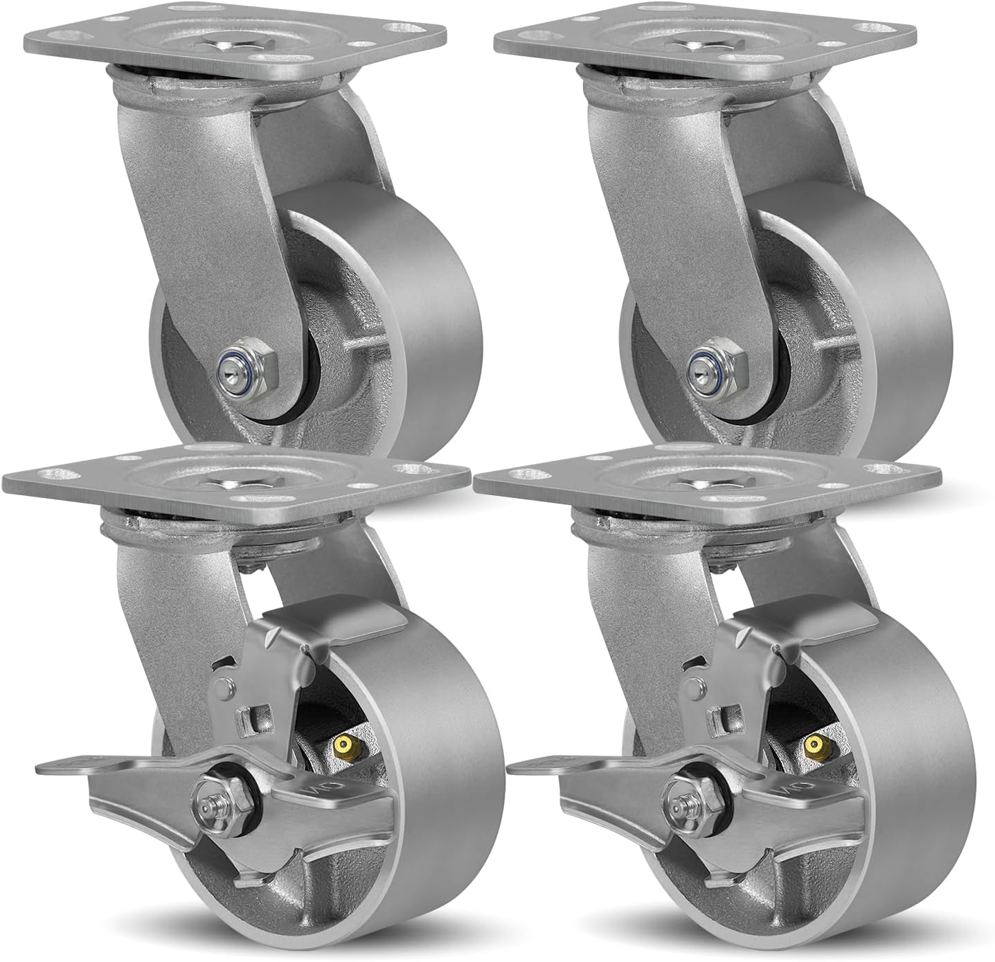 4in X 2in Cast Iron Caster Wheels for Heavy Duty Industrial Use