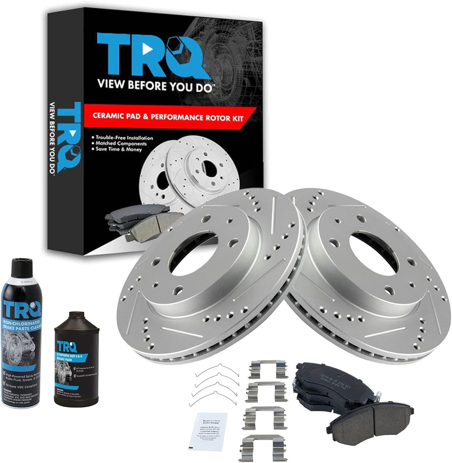 TRQ Front Performance Brake Pad & Rotor Kit for Hyundai Elantra