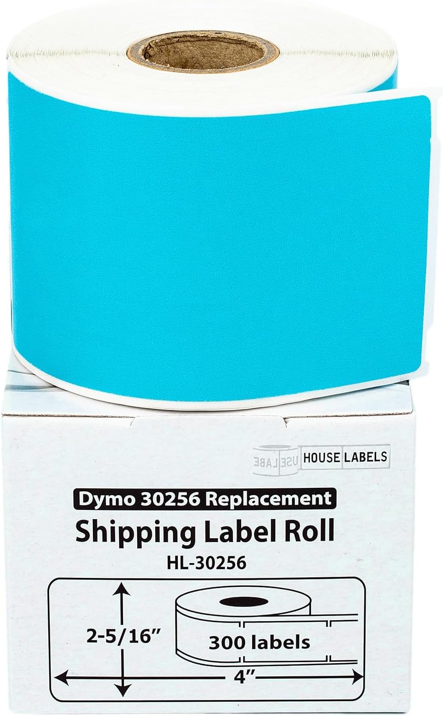 Premium Blue Shipping Labels, Strong Adhesive, 6 Rolls/1800 Labels