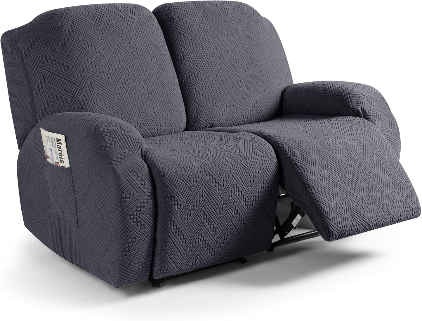 Ruaozz Recliner Sofa Covers for Loveseat with Pockets and Elastic