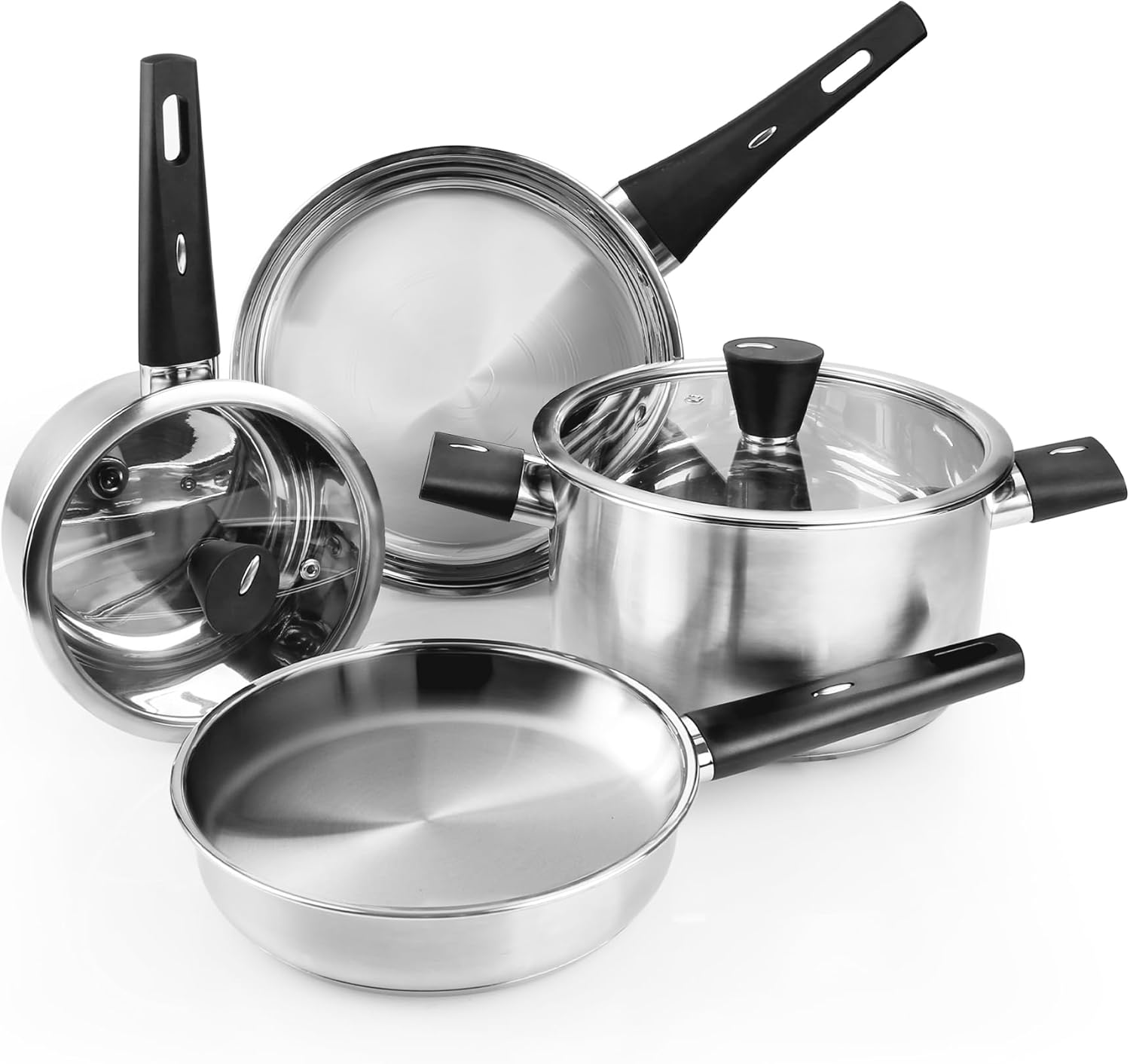 Meythway UPGRADE Stainless Steel Pots and Pans Set for Cooking