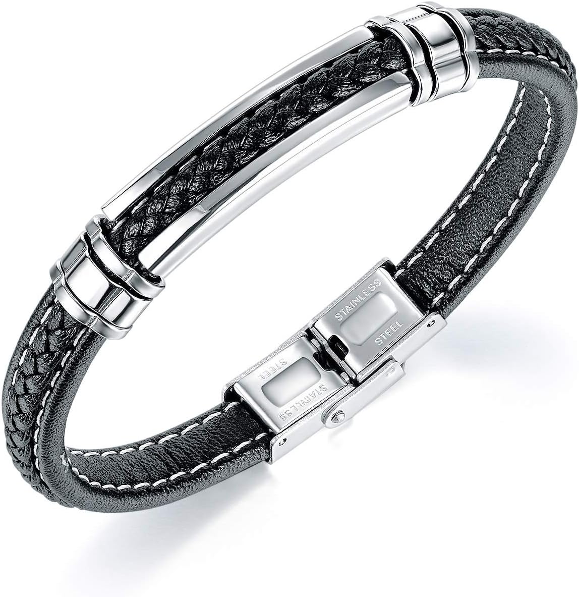 Adjustable Black Leather Bracelet for Men ~ FILOBOKO