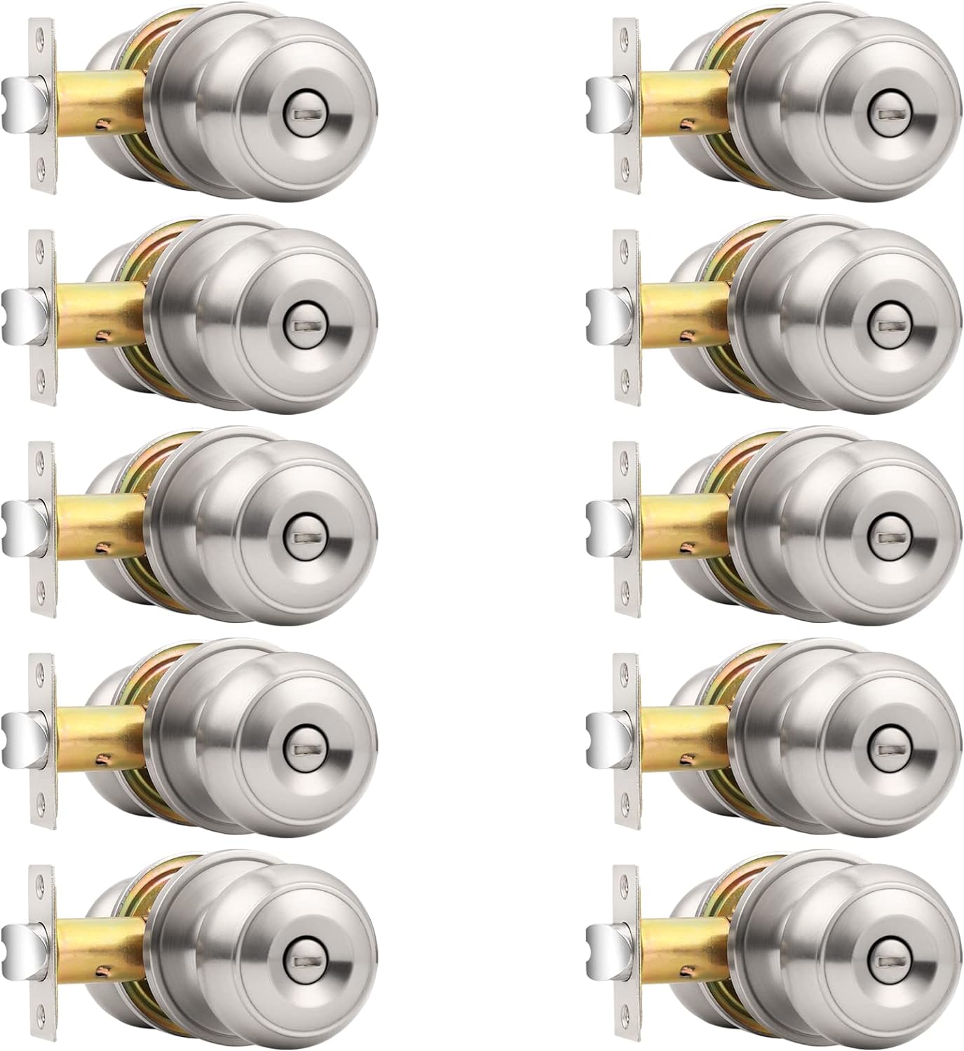 Probrico Brushed Nickel Bed/Bath Door Knobs for Modern Homes