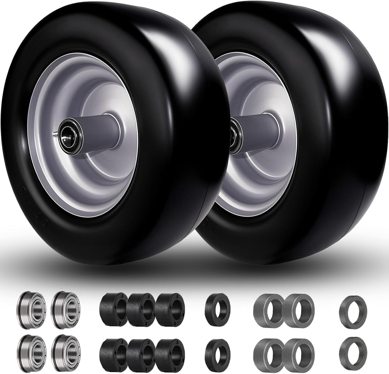 Flat Free 11x6.00-5 Tires for Zero-Turn Mowers - 2 Pcs