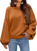 Ribbed Lantern Sleeve Pullover Sweater - Cozy Oversized Fit