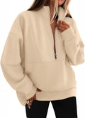 KIRUNDO Sweatshirt for Women Half Zip Mock Neck Oversized - Fleece