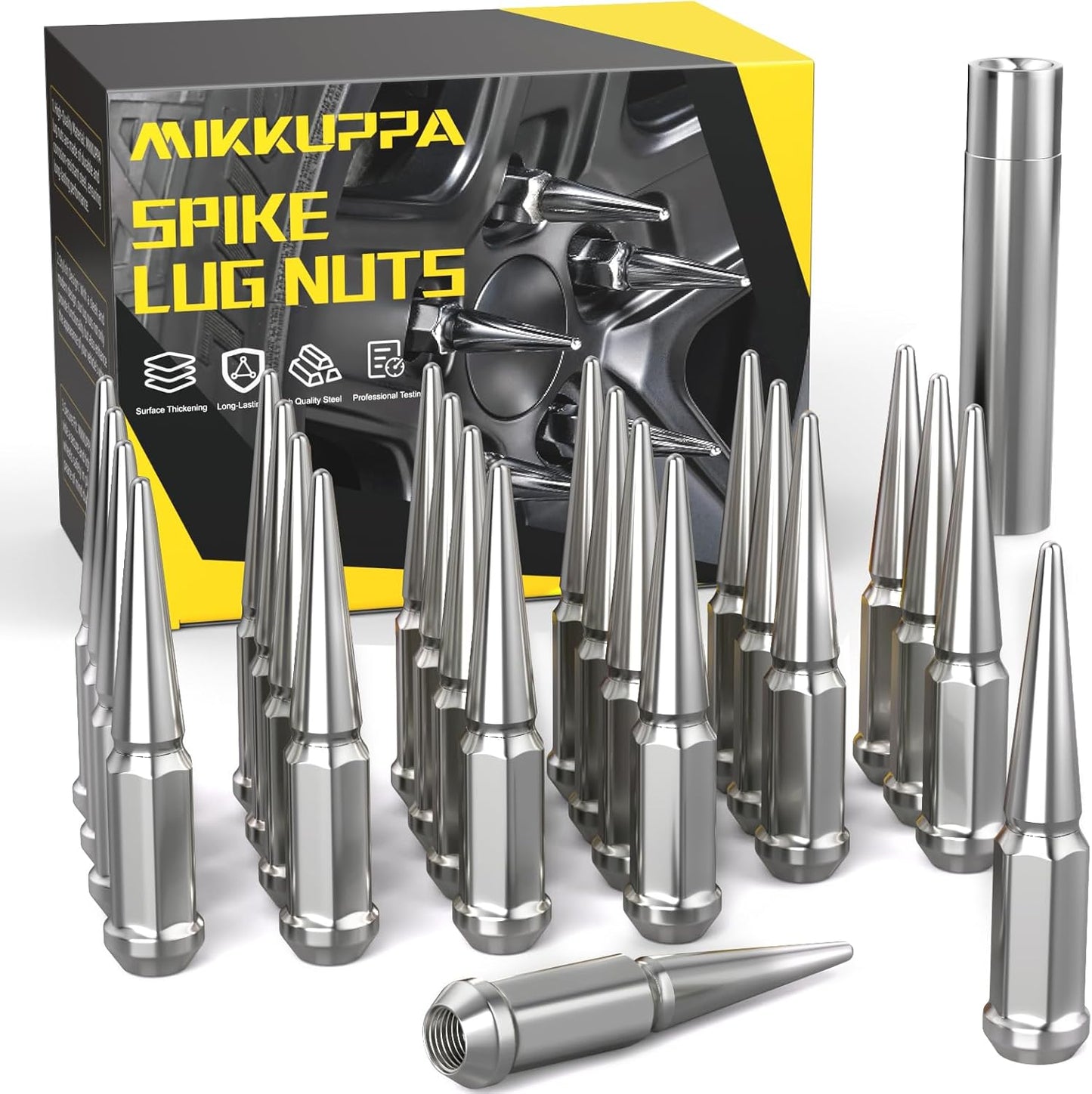 MIKKUPPA M14x1.5 Spike Lug Nuts for Chevy Silverado & Ford F-150