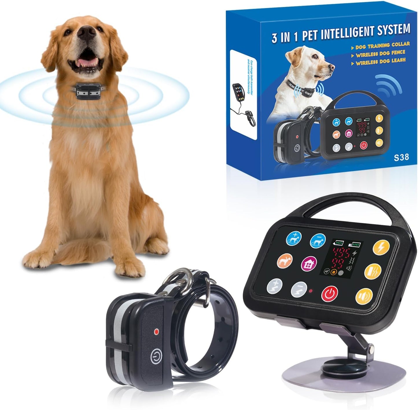 Plkm Wireless Dog Fence - AI Technology, Adjustable Shock, Waterproof
