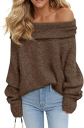 Womens Off The Shoulder Oversized Ribbed Knit Sweater - Cozy Fall
