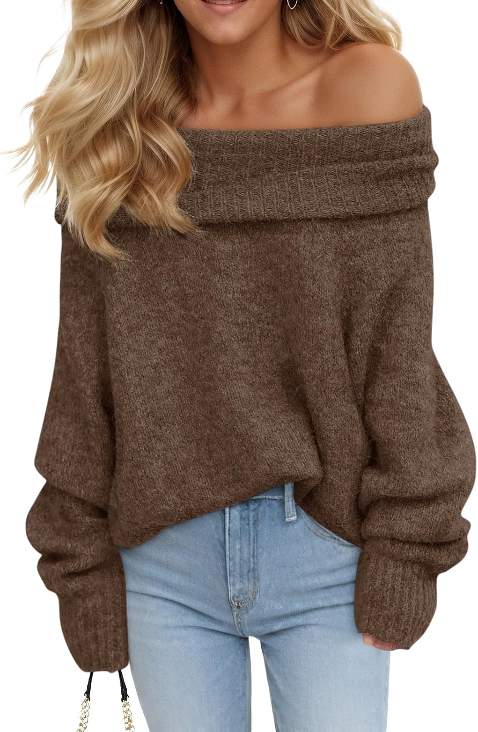Saodimallsu Womens Off The Shoulder Sweater for Fall Fashion