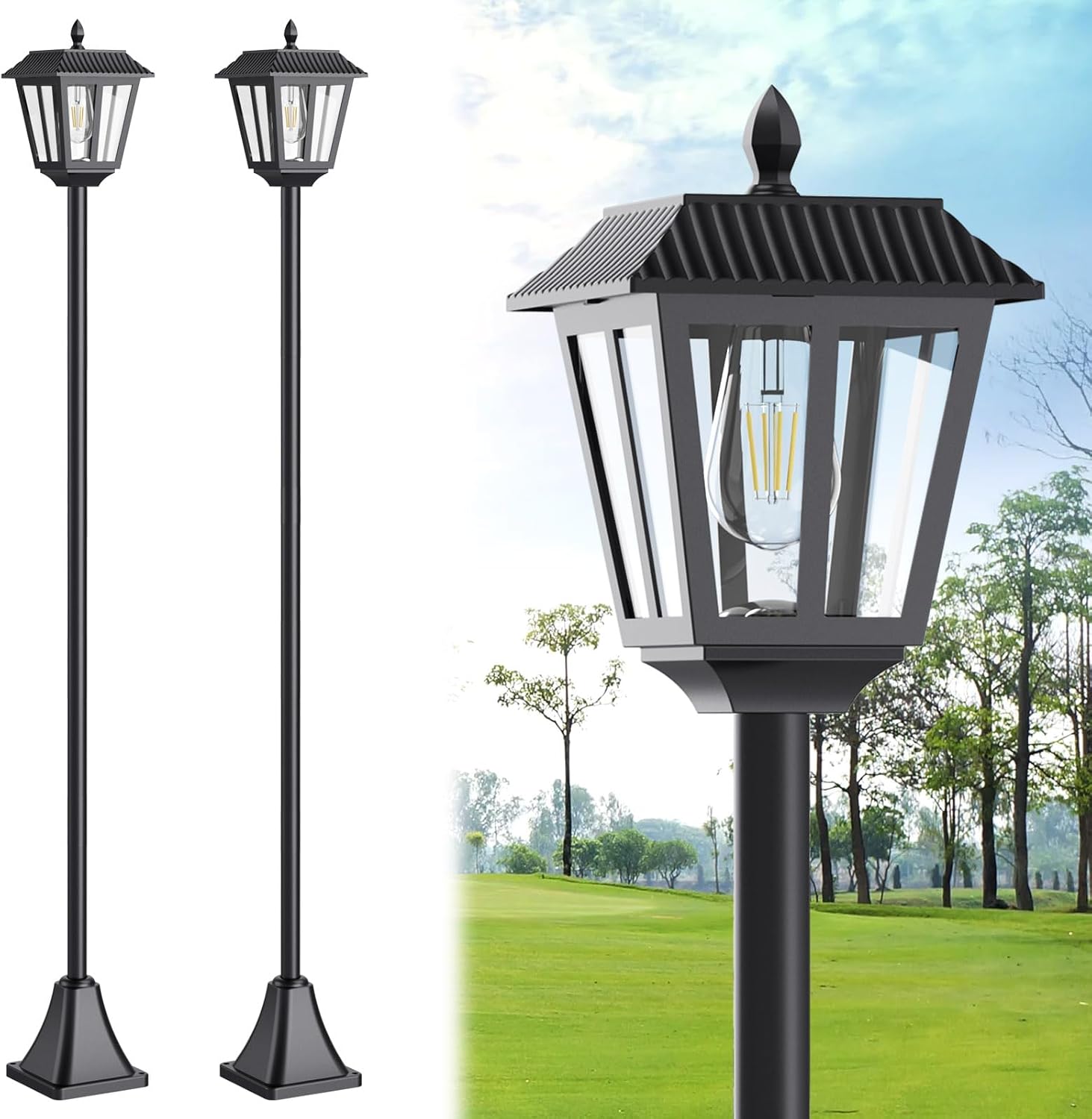 68 Solar Lamp Post Light Outdoor for Yard Garden Patio Lawn