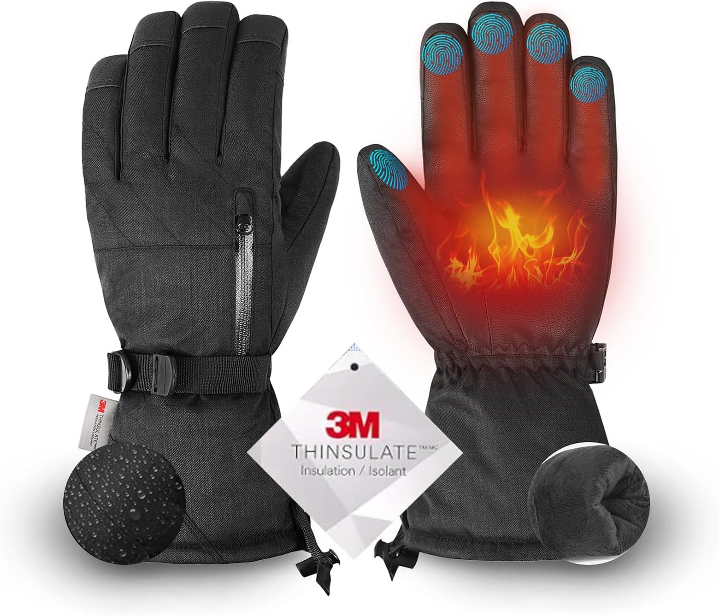 3M Thinsulate Waterproof Snowboard Gloves - Stay Warm & Dry!