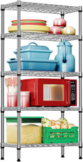 5-Tier Chrome Metal Storage Shelves - Heavy Duty Vertical Organizer