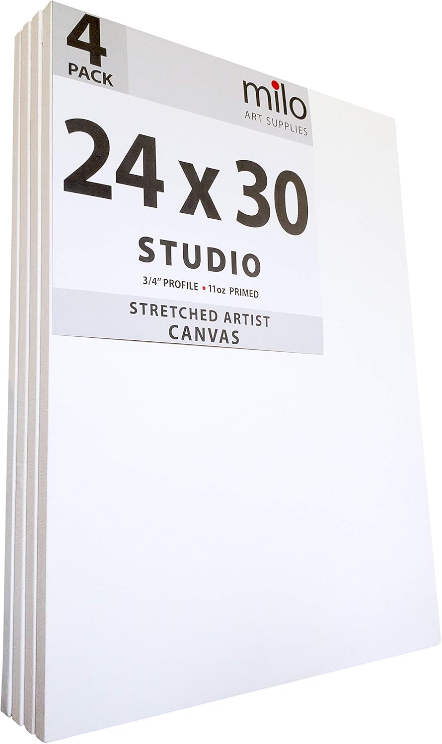 Milo Pro Stretched Artist Canvas Pack of 4 for Painting Projects