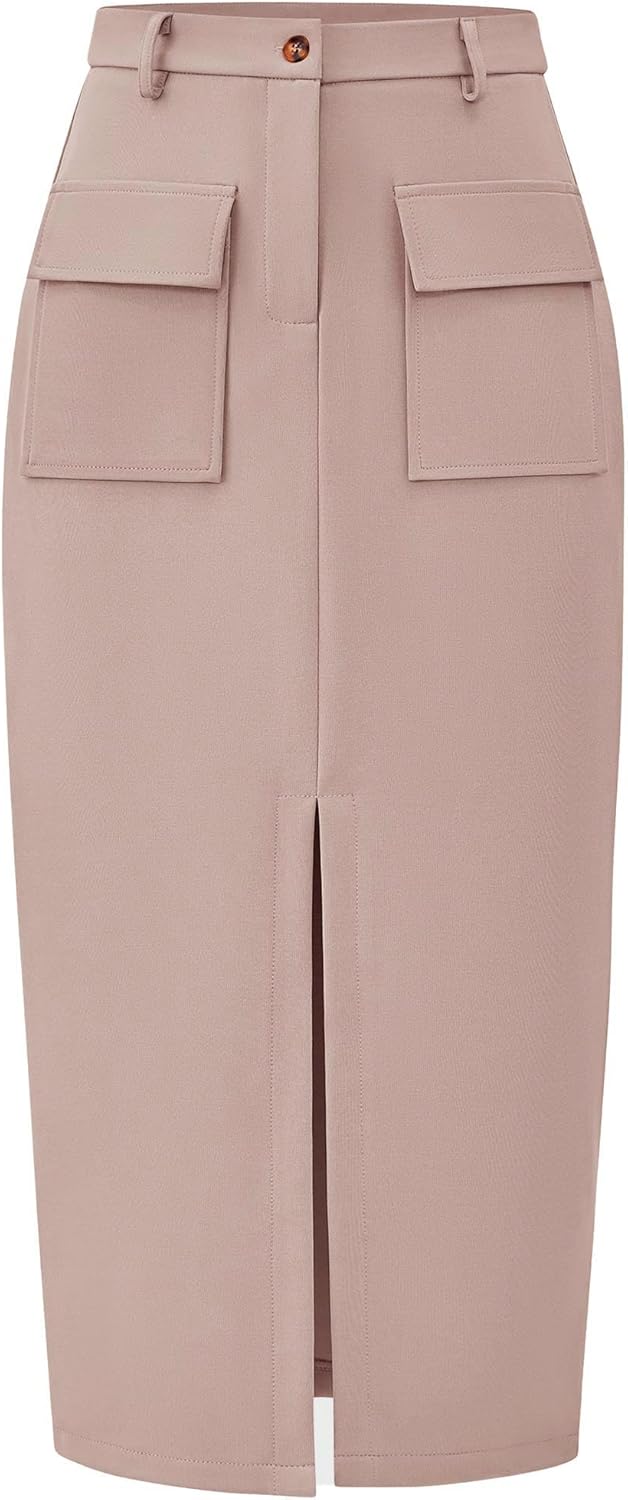 KIRUNDO Midi Skirts for Women: Trendy High Waisted Cargo Style