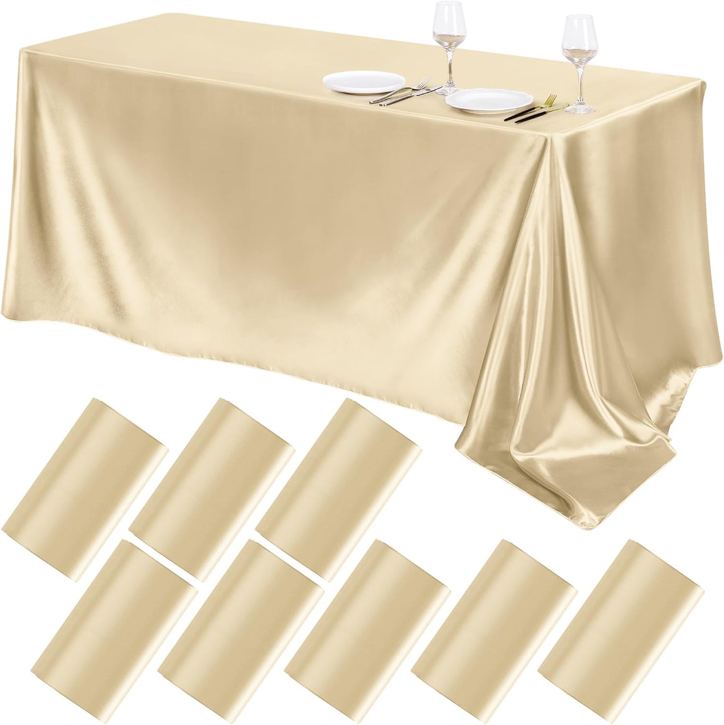 Elegant Champagne Satin Tablecloths for Stylish Events and Decor
