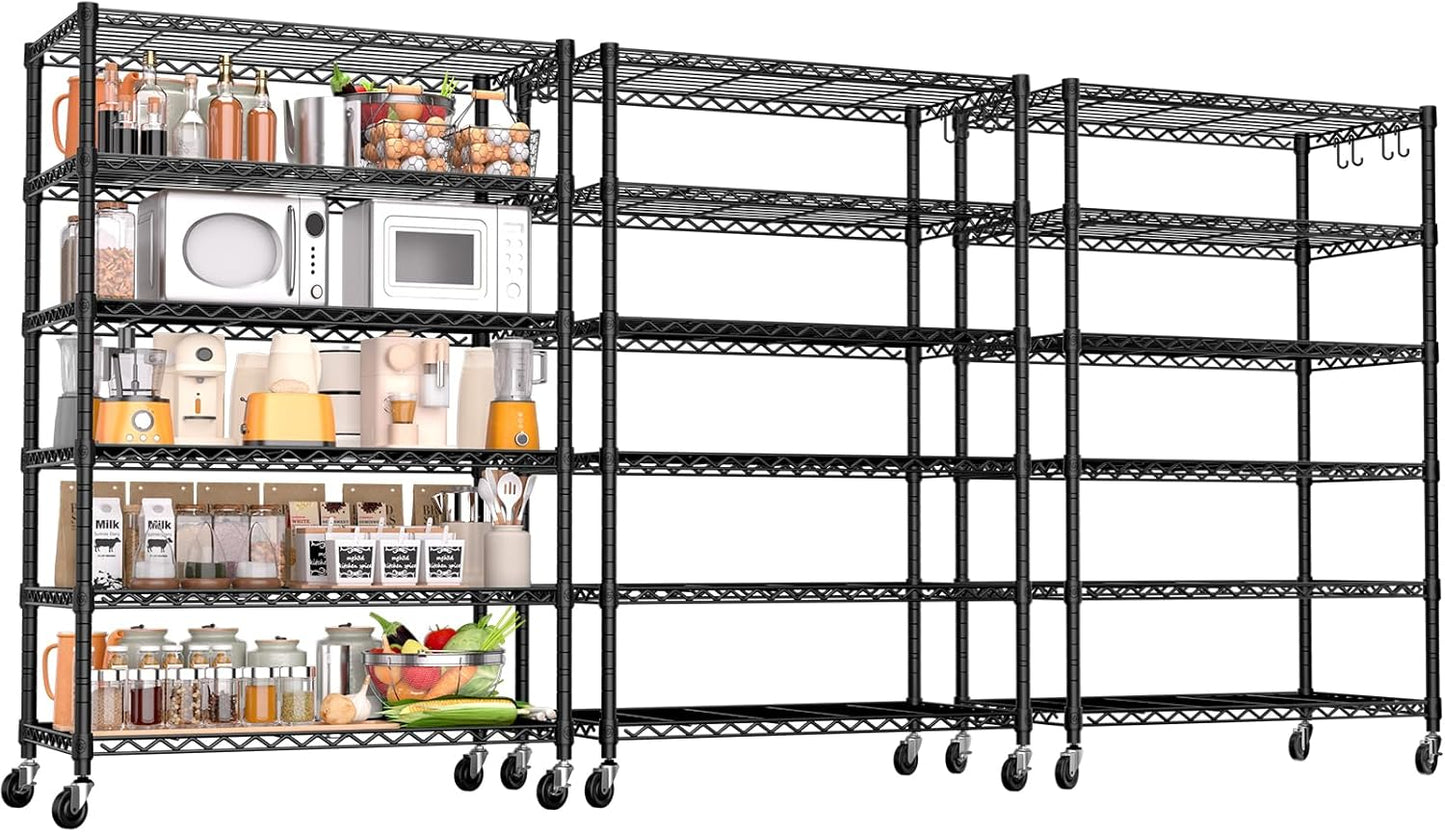 Heavy Duty 6 Tier Wire Shelving with Wheels for Versatile Storage