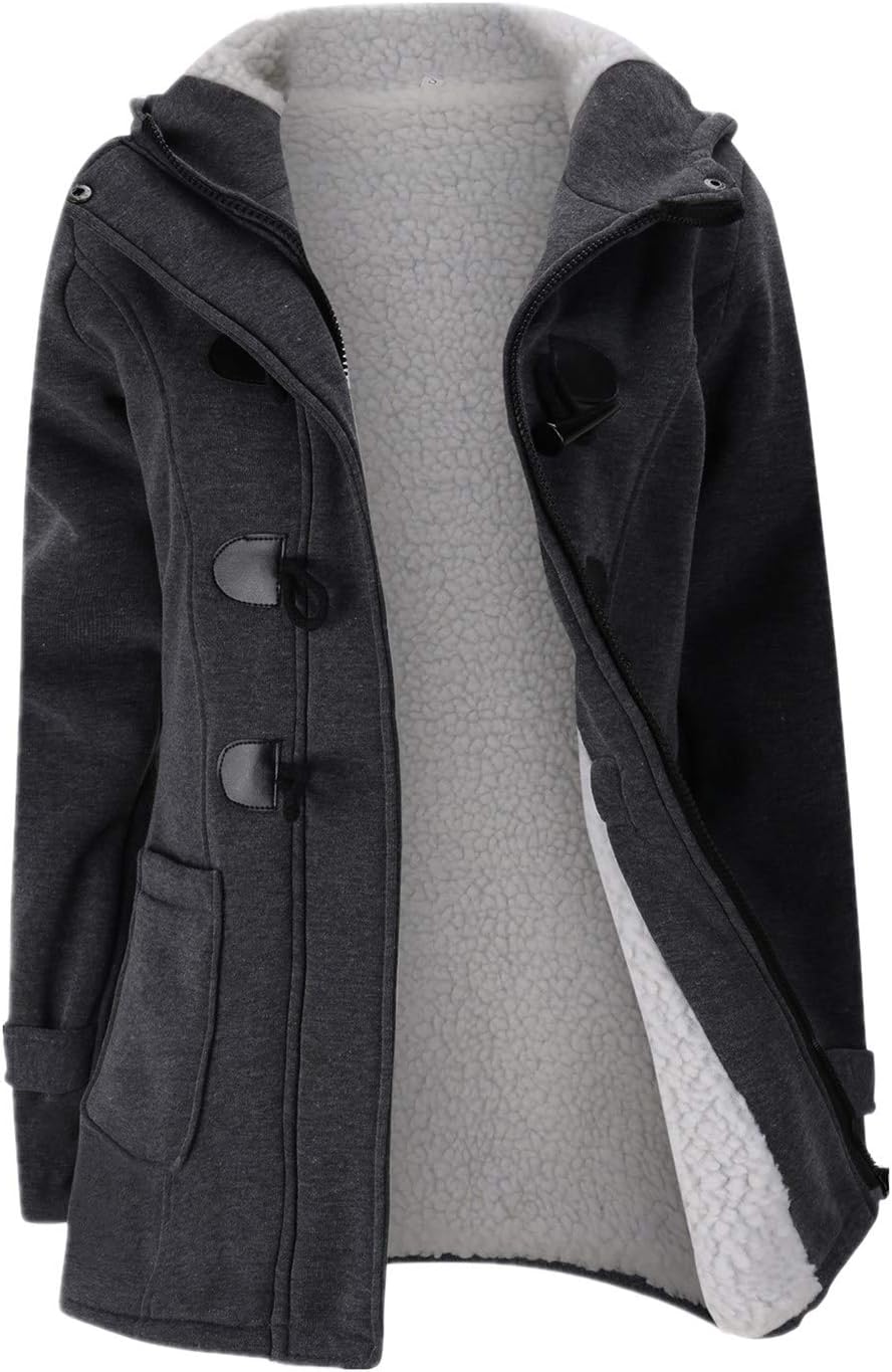 JiangWu Womens Fashion Horn Button Fleece Thicken Coat Review