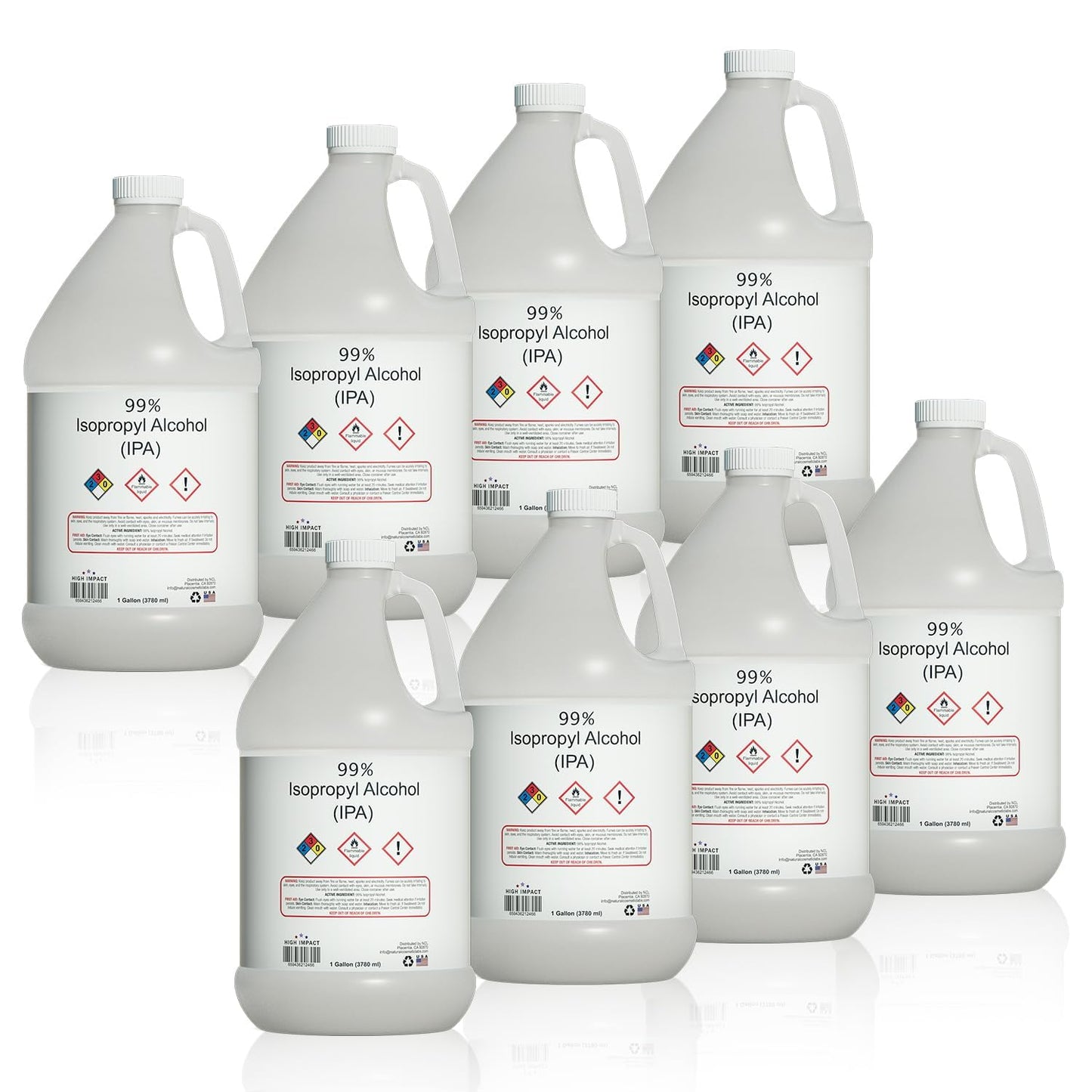High Impact 99% Isopropyl Alcohol Gallon Pack for Home and Lab Use
