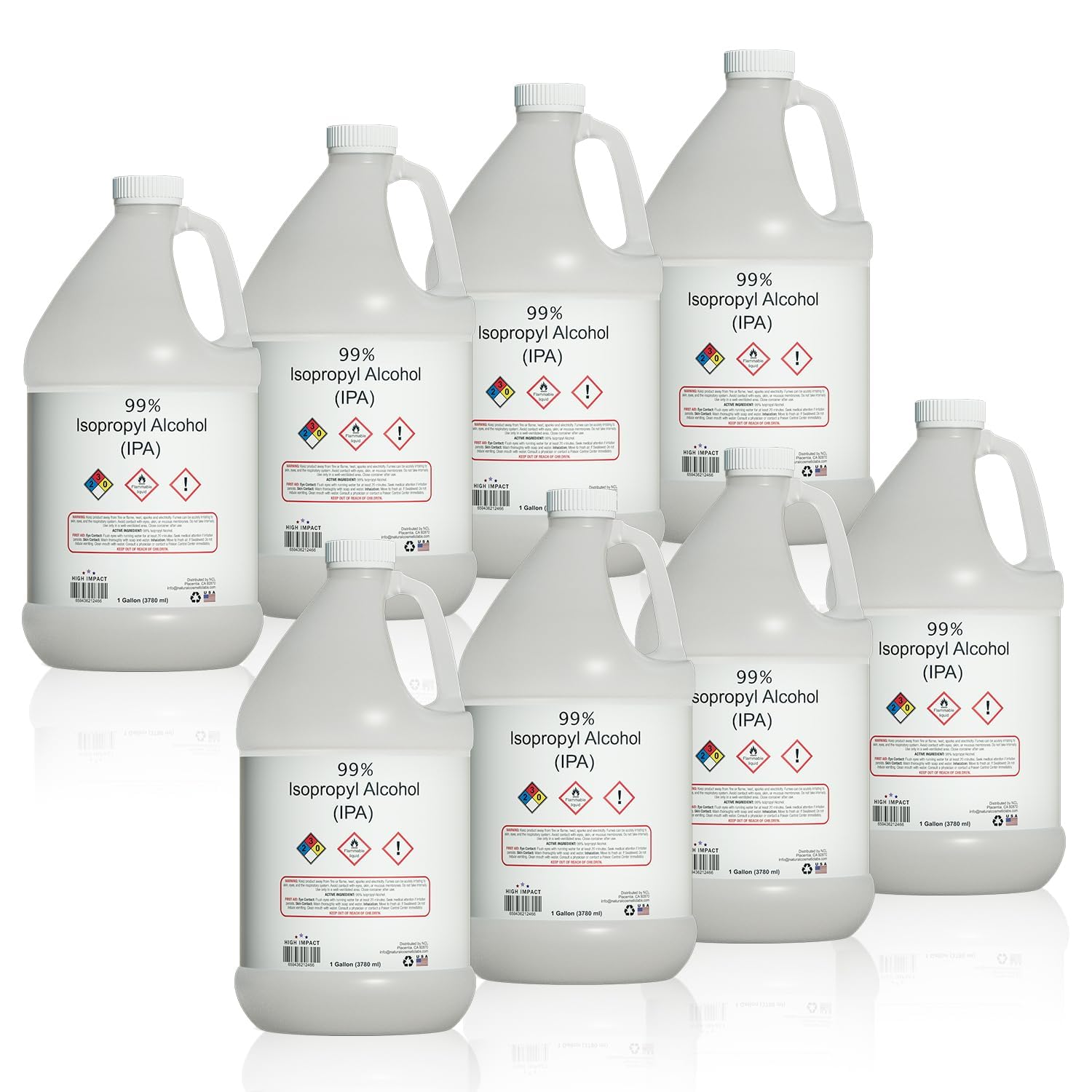 High Impact 99% Isopropyl Alcohol Gallon Pack for Home and Lab Use