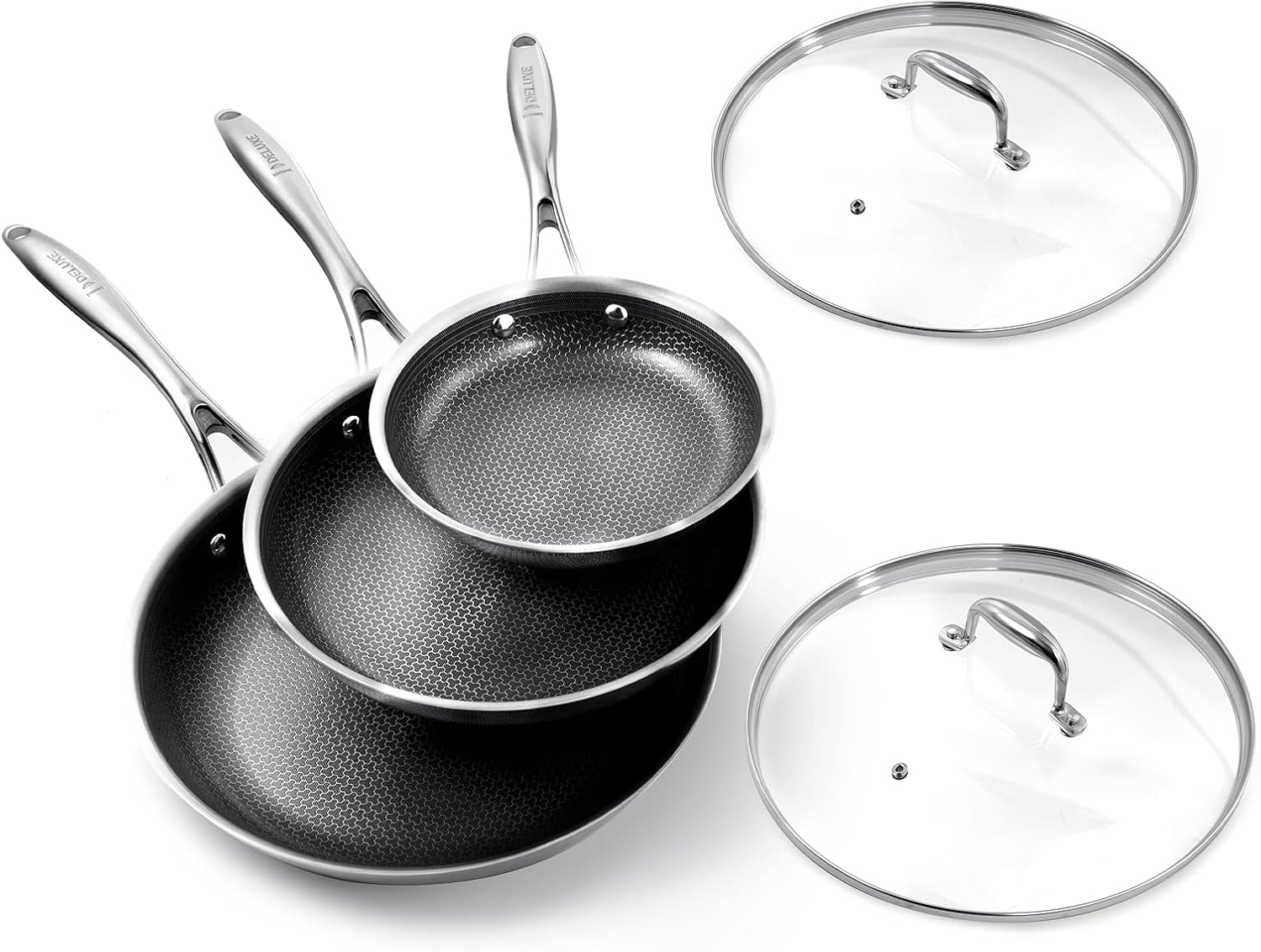 Hybrid Ceramic Nonstick Fry Pan Set for All Stovetops - 5-Piece