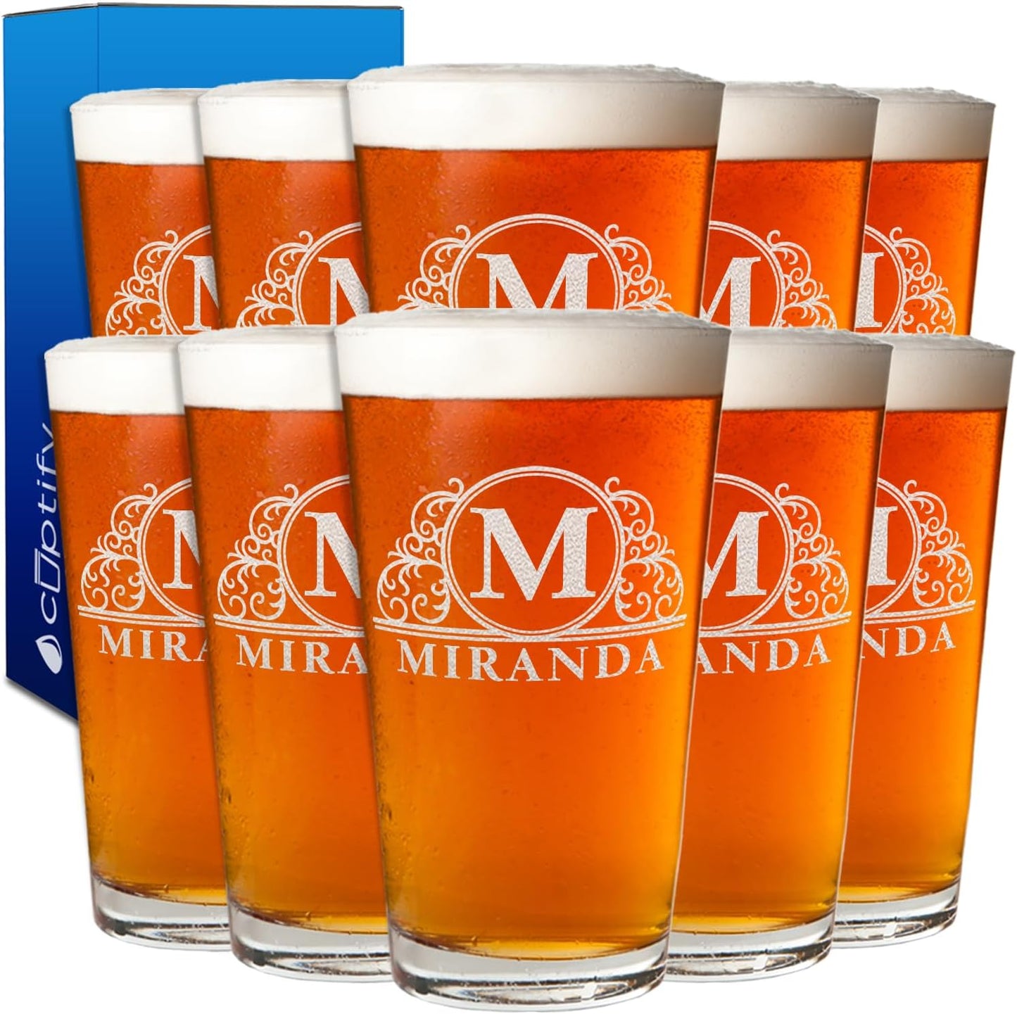 Personalized Beer Glasses Set of 10 for Unique Gifts