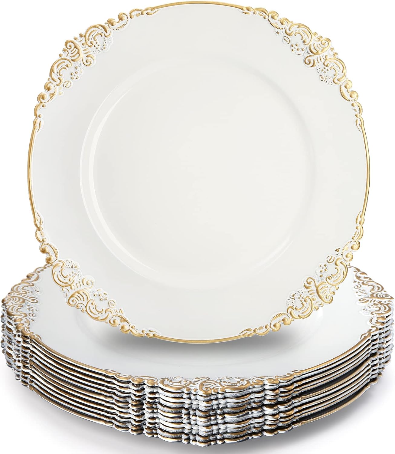 Okllen 12 Pack 13 Gold Rim Charger Plates - Elegant Table Decor