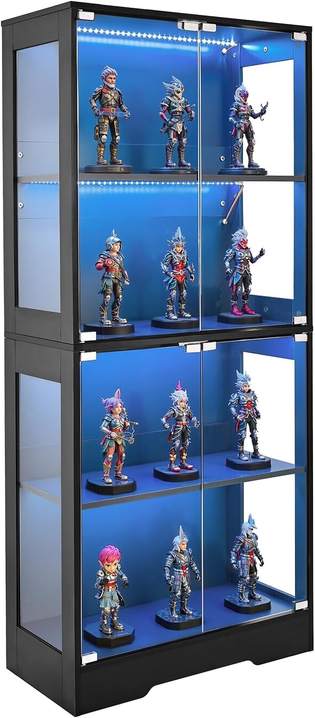 VEVOR Display Cabinet with Glass Doors for Collectibles Storage