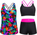 Tankini Swimsuit 3 Piece Set - Tummy Control Athletic Tankini