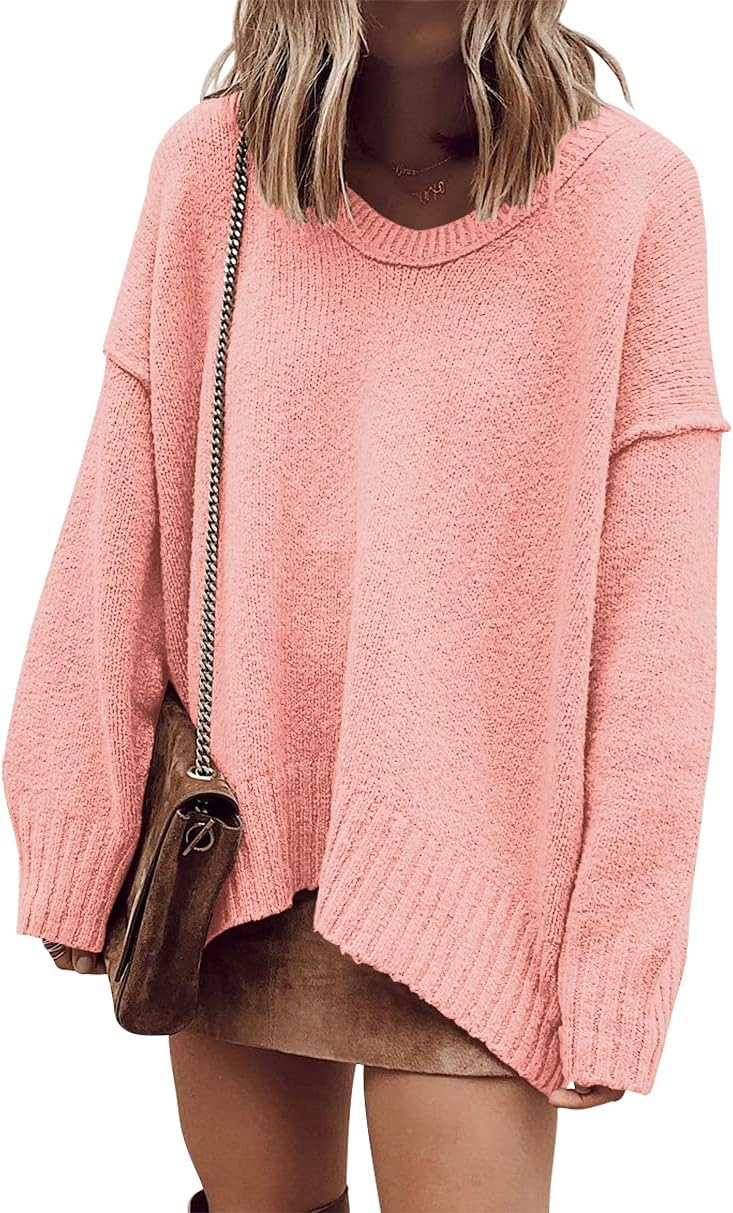 Oversized Casual Loose Slouchy V Neck Batwing Sweater for Women