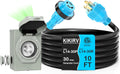 10 Feet 30 Amp Generator Cord and Power Inlet Box - Weatherproof Kit