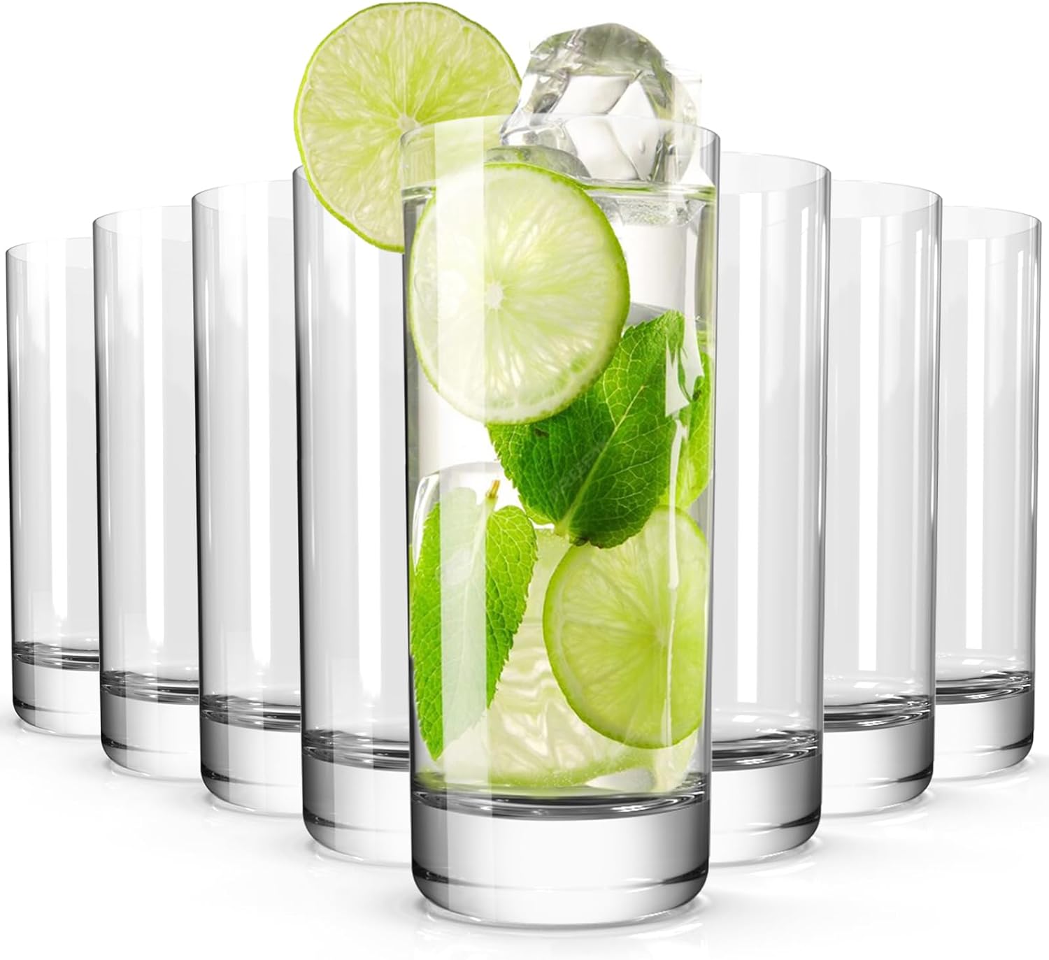 Drinking Glasses Set of 8, 13oz Highball Glasses for All Drinks