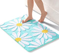 Green Daisy Bathroom Rug 24x36 in - Cute Soft Absorbent Bath Mat