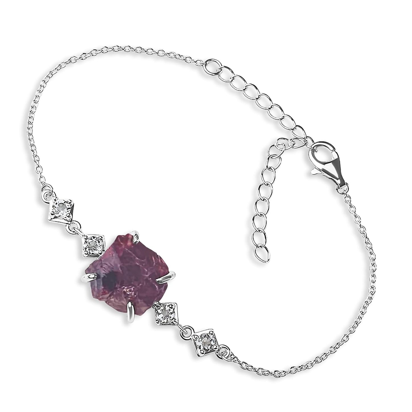 Raw Garnet Crystal Chain Bracelet for January Birthstone Gift